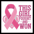 'This girl fought and won' in pink text, with a two-tone pink breast cancer ribbon and a pink heart, on a white background.