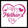 'Happy mother's day' text in hot pink inside a large pink heart with smaller pink hearts on a white background.