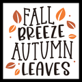 'Fall breeze autumn leaves' in black text, with a orange and gold fall leaves decor, on a white background.