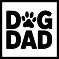 'DOG DAD' in black text with a paw print in place of the 'O' in dog, on a white background.
