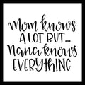 'Mom knows a lot but Nana knows everything' in black text on a white background.