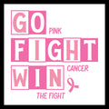 'Go ink, fight cancer, wing the fight' text in various shades of pink, with very tiny pink stars on a white background.