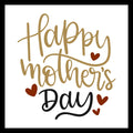'Happy Mother's Day' in old and black text with red hearts on a white background.