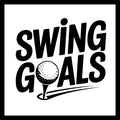 Golf-themed logo with 'SWING GOALS' in black text and a golf ball on a tee, on a white background.