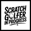 'scratch golfer in progress' in black text with a golf ball logo, on a white background.